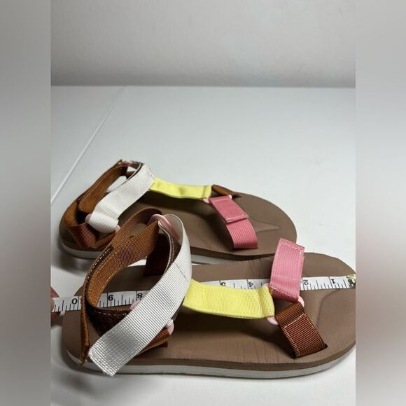 Women Color Block Hook-And-Loop Fastener Sports Sandals Fabric Size 9 - Picture 5 of 6